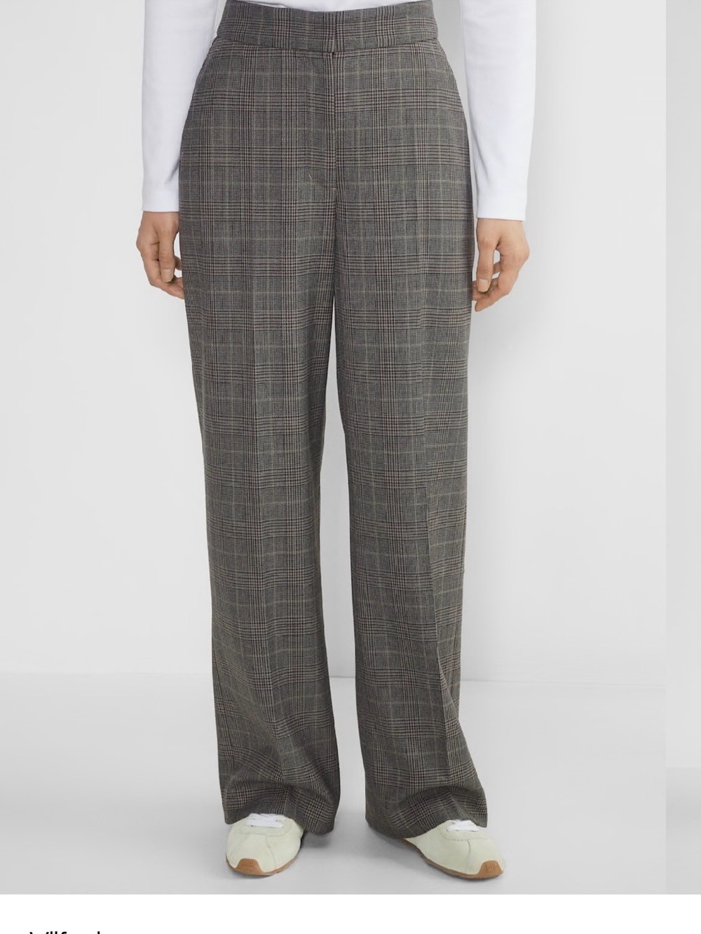 Aritzia Gray Plaid Wide Leg Trousers